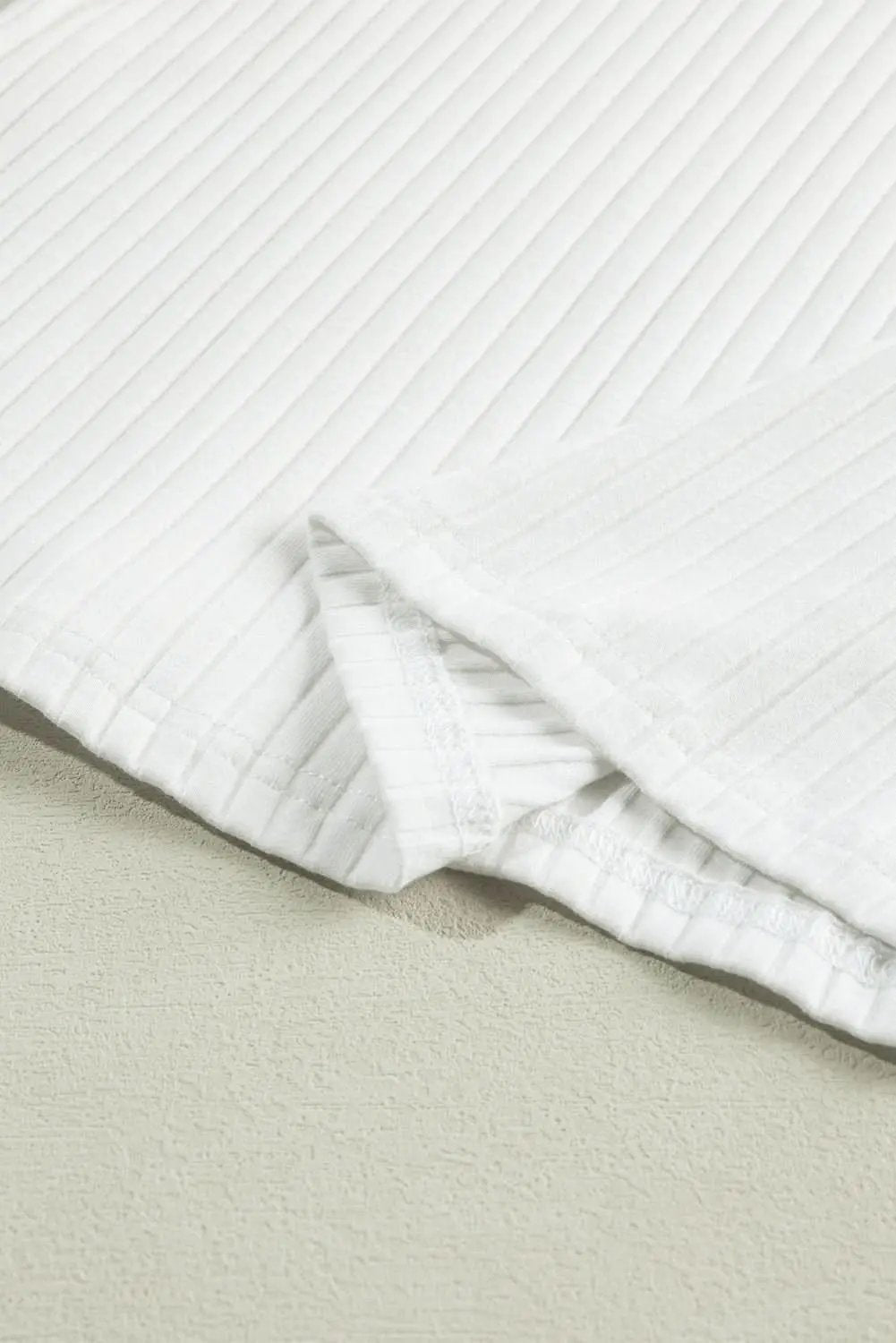 White Ribbed Color Block Patchwork T-shirt - Love Salve